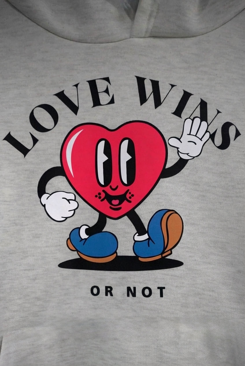 SUDADERA GRIS EL AMOR GANA O NO